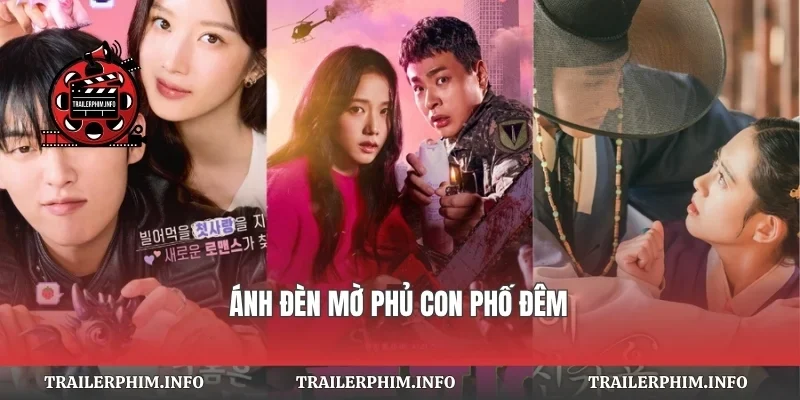 Ánh đèn mờ phủ con phố đêm