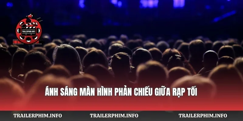 Ánh sáng màn hình phản chiếu giữa rạp tối