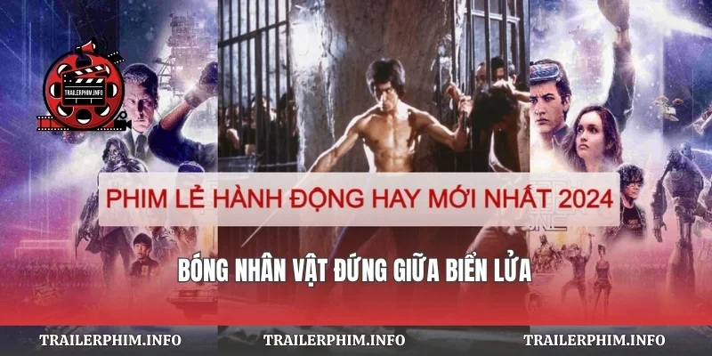 Bóng nhân vật đứng giữa biển lửa