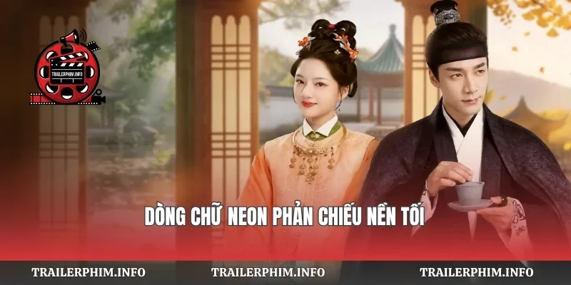 Dòng chữ neon phản chiếu nền tối