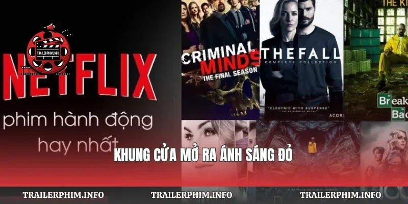 Khung cửa mở ra ánh sáng đỏ