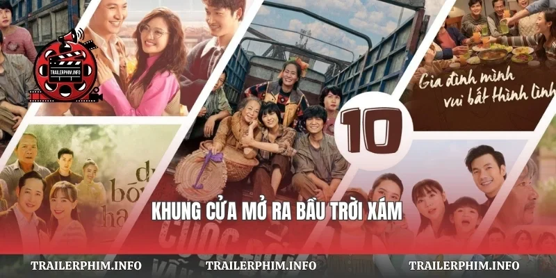 Khung cửa mở ra bầu trời xám