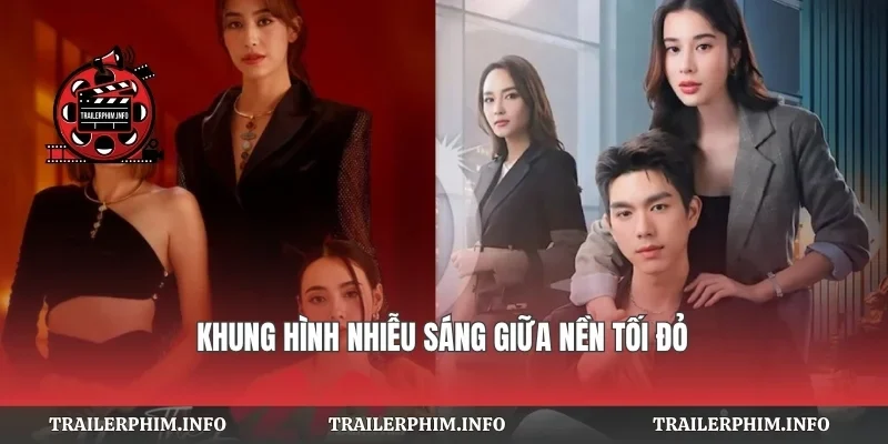 Khung hình nhiễu sáng giữa nền tối đỏ
